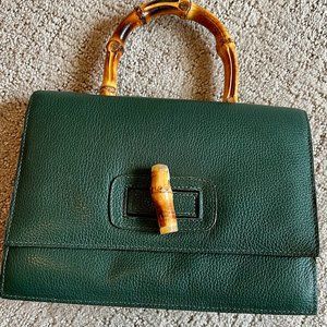 Bamboo top handle Green bag